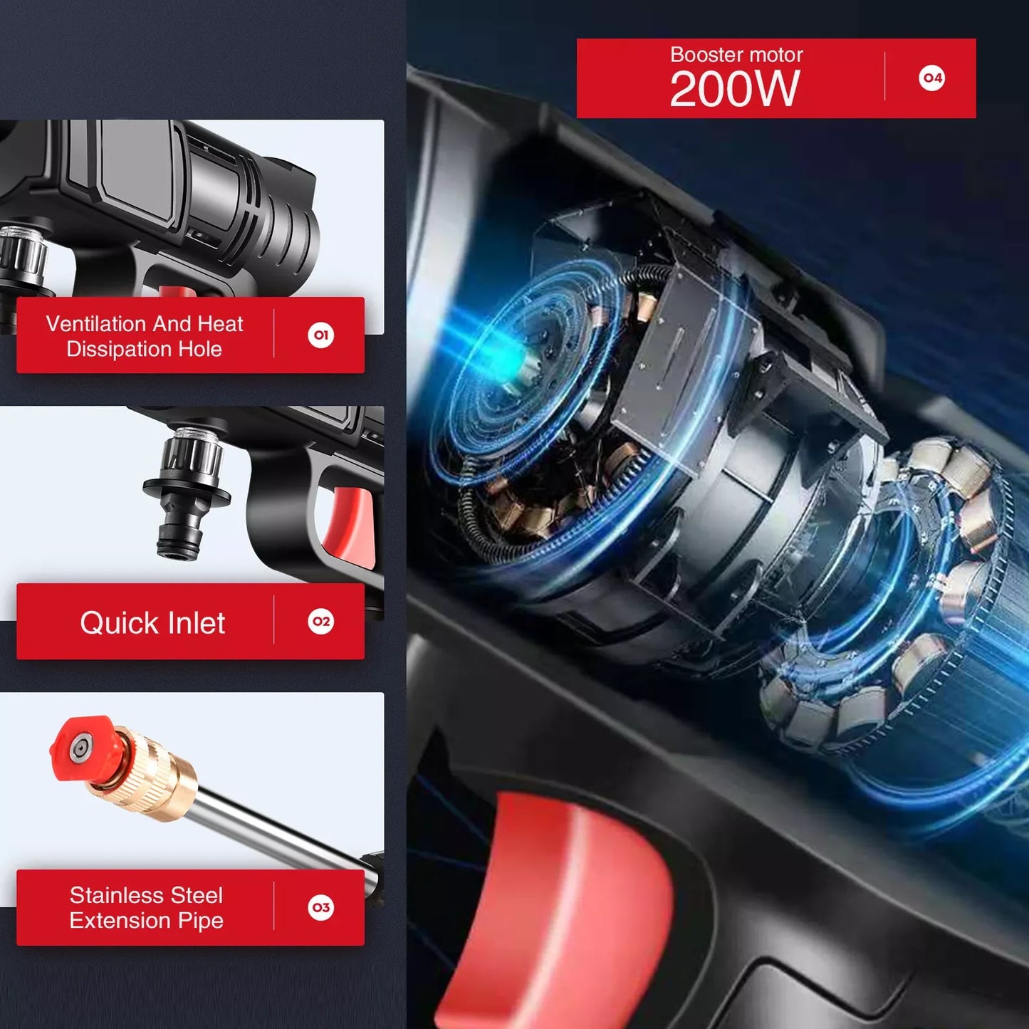 Portable Cordless Electric High Pressure Water Spray Gun Car Washer Cleaner Tool